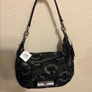 Coach Kristin Signature Black and Silver Hobo Bag Style 18787